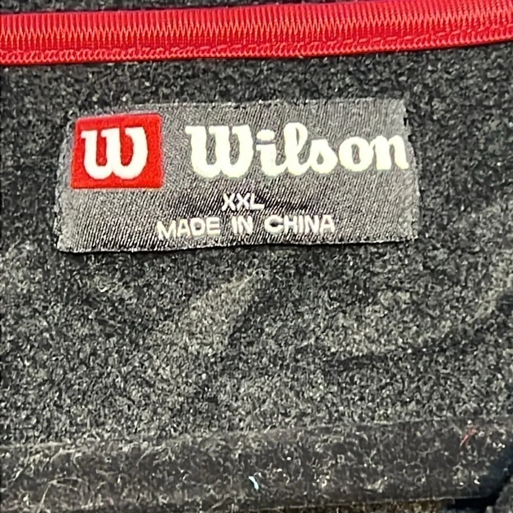 Wilson Mens Vintage Black Red Fleeced Pullover Athletic Winter Size XXL